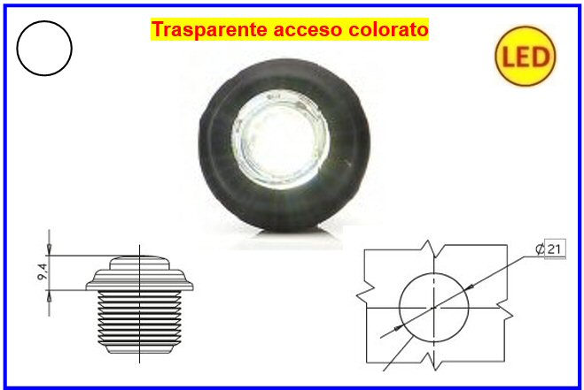 TAR-FAN. ING. BIANCO LED 12-24V (BOTTONE) COD:3R001.368