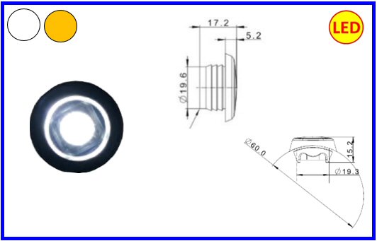 TAR-FAN. ING. BOTTONE A LED 12/36V ARANCIO     COD:3R001.125