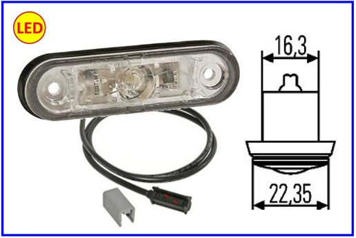 ASPOCK-POSIPOINT 2 LED BIANCO 12/24V CAVO 1,5M P&R       COD:3R001.130