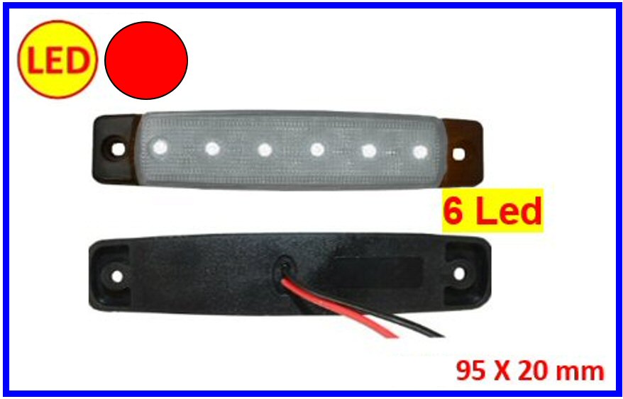 TAR-FANALE INGOMBRO ROSSO 6 LED 24 V       COD:3R001.172