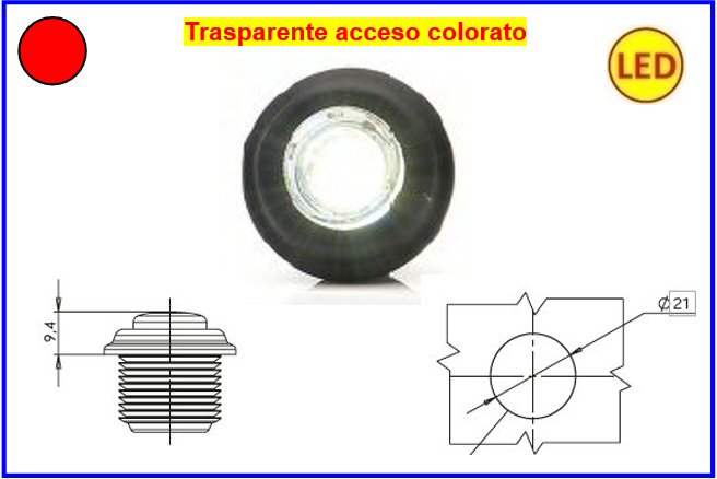 TAR-FAN. ING. ROSSO LED 12-24V (BOTTONE)    COD:3R001.369