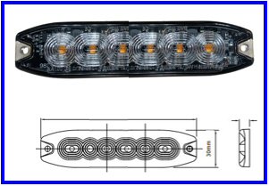TAR-FAN. STROBO PIATTO ARANCIO 12-24V 6 LED    COD:3R001.390